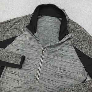 Athleta 1/4 Zip Pullover Womens M Long Sleeve Athletic Activewear Gray‎ Black